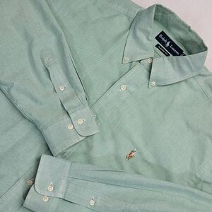 Ralph Lauren Classic Fit Oxford Pony Long Sleeve Size 16 Green Button-Down Mens